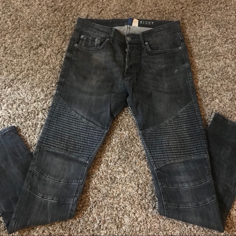 Black biker denim